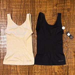 Nine West Seamless Shaping Tank Top 2-Pack Tummy Control Smoothing Black & Creme